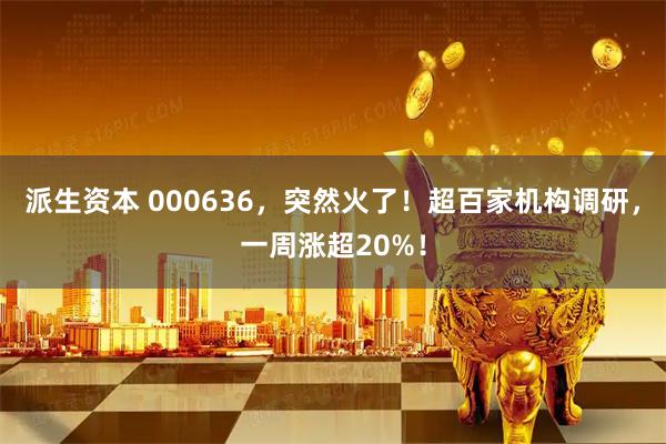 派生资本 000636，突然火了！超百家机构调研，一周涨超20%！