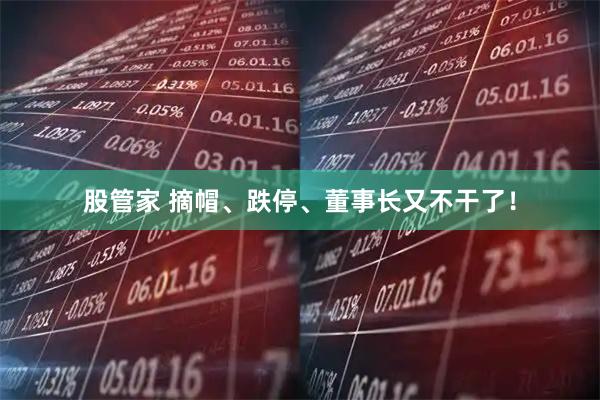 股管家 摘帽、跌停、董事长又不干了！