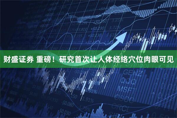 财盛证券 重磅！研究首次让人体经络穴位肉眼可见