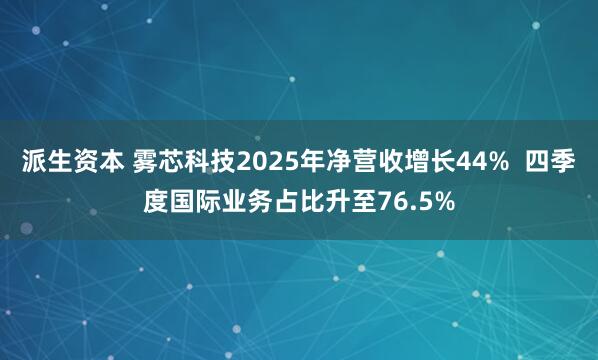 派生资本 雾芯科技2025年净营收增长44%  四季度国际业务占比升至76.5%